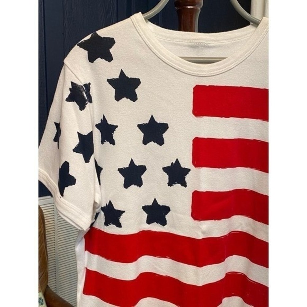 American Flag Screen-Printed White T-Shirt Unworn - Picture 3 of 7